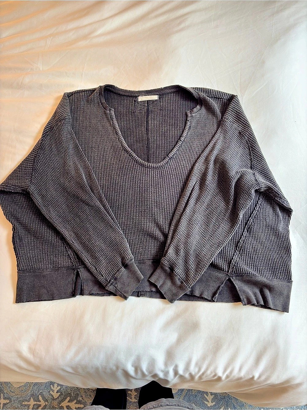 Free People Waffle Thermal Long Sleeve Top
